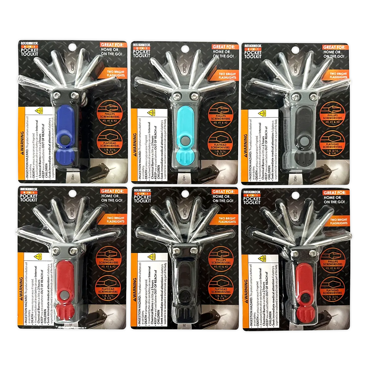 8-In-1 Pocket Toolkit Multi-Tool with Lights - 6 Pieces Per Retail Ready Display 25789 - NOVELTY INC WHOLESALE