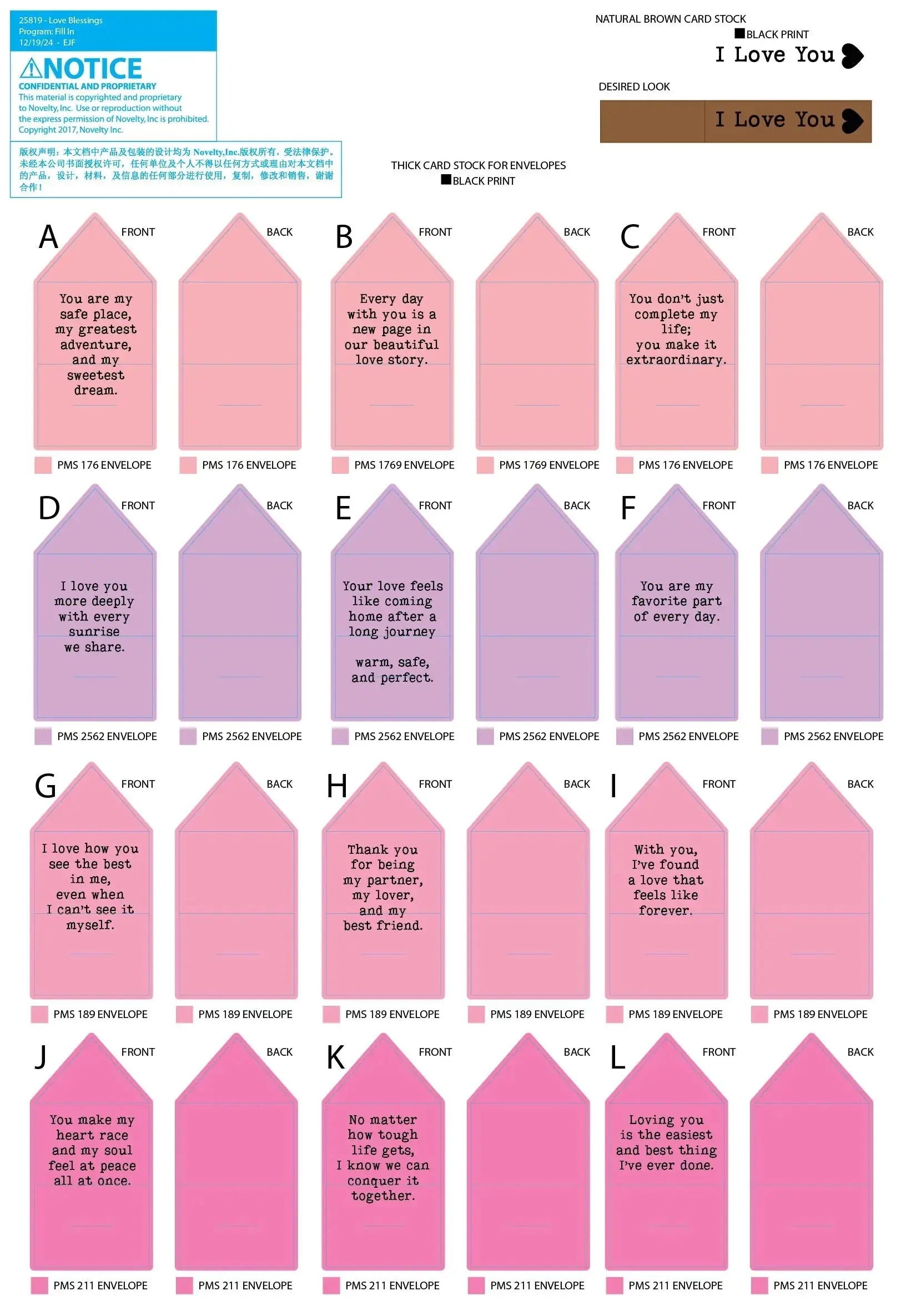 Love Blessing notes - 6 Pieces Per Retail Ready Display 25819 KIPP BROTHERS