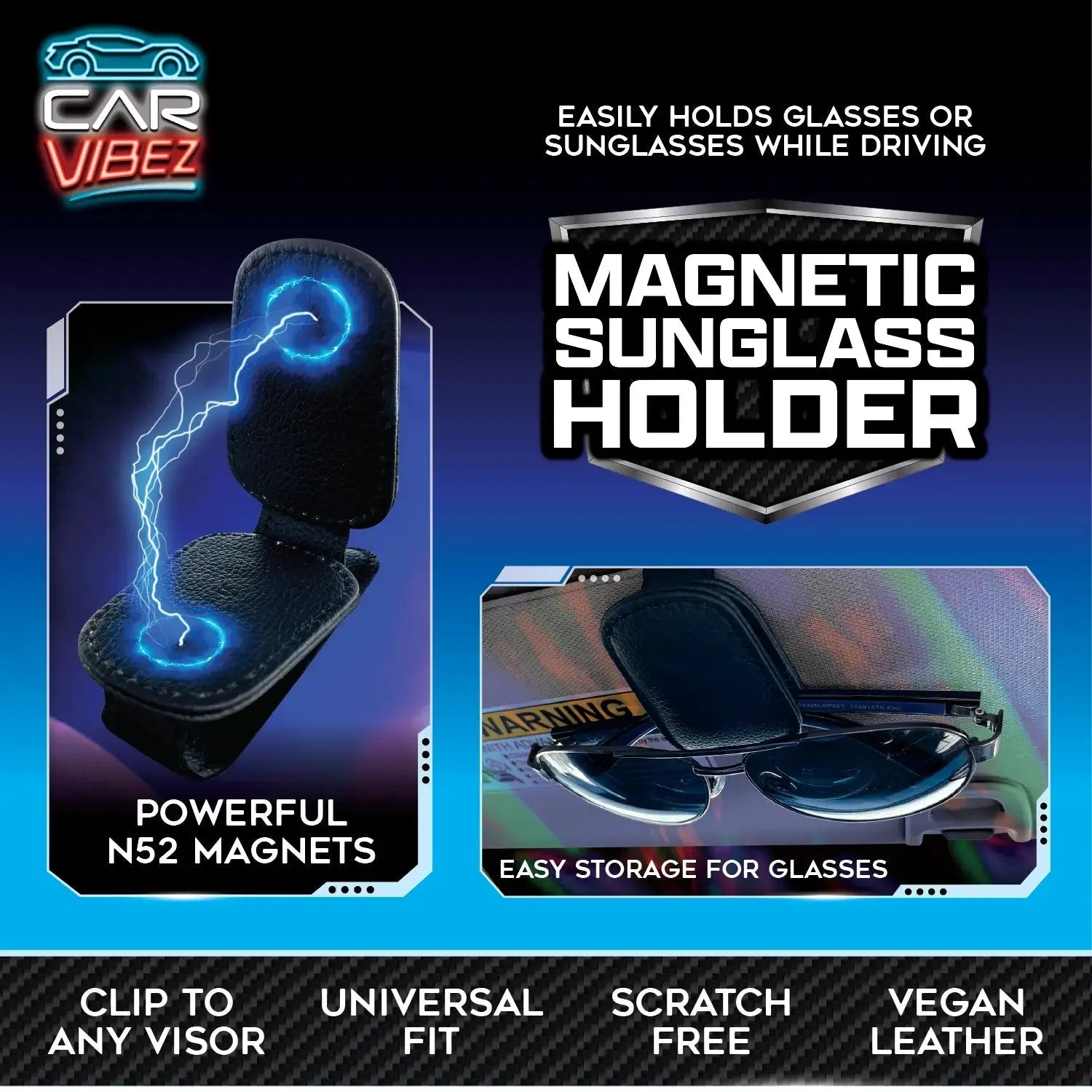 Magnetic Sunglasses Clip - 6 Pieces Per Retail Ready Display 25832 CAR VIBEZ