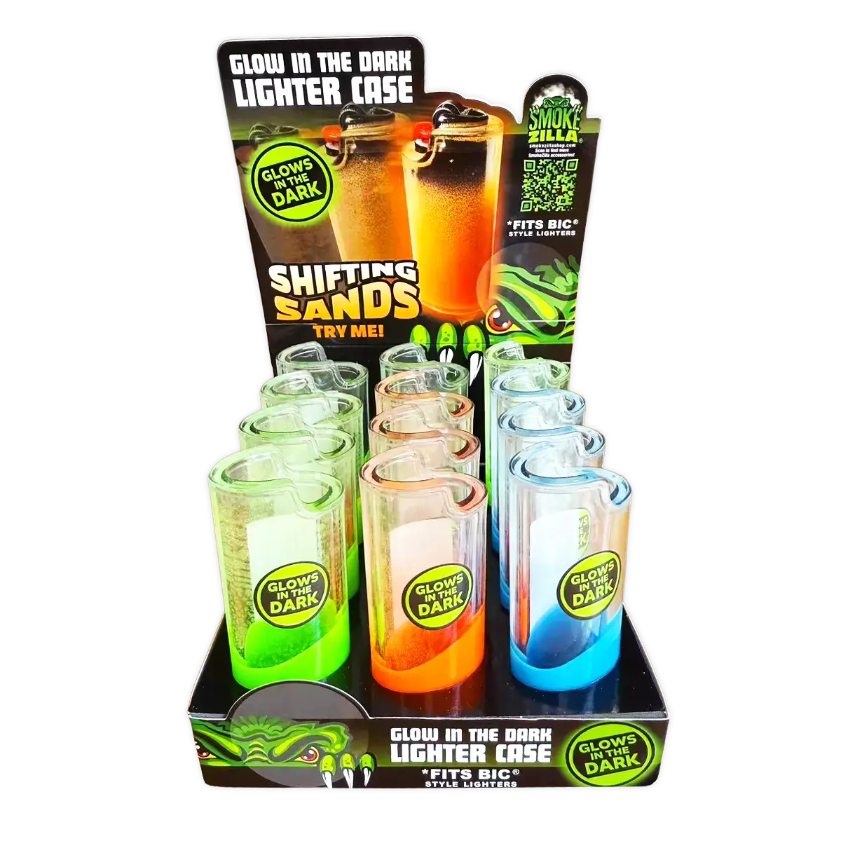 Glow-in-Dark Lighter Case - 12 Pieces Per Retail Ready Display 25834 WHOLESALE