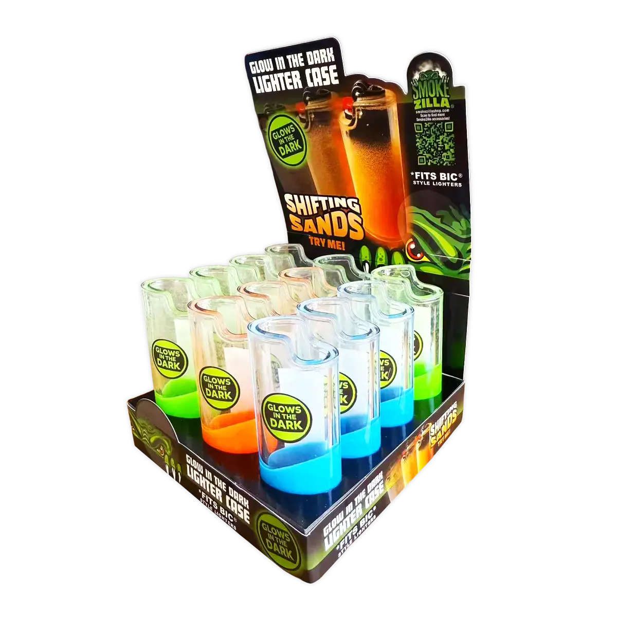 Glow-in-Dark Lighter Case - 12 Pieces Per Retail Ready Display 25834 WHOLESALE