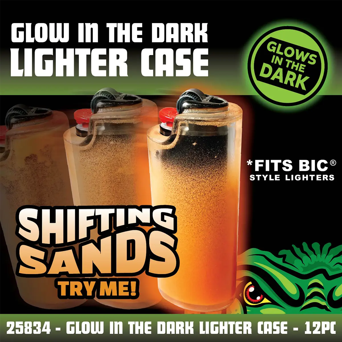 Glow-in-Dark Lighter Case - 12 Pieces Per Retail Ready Display 25834 SMOKEZILLA
