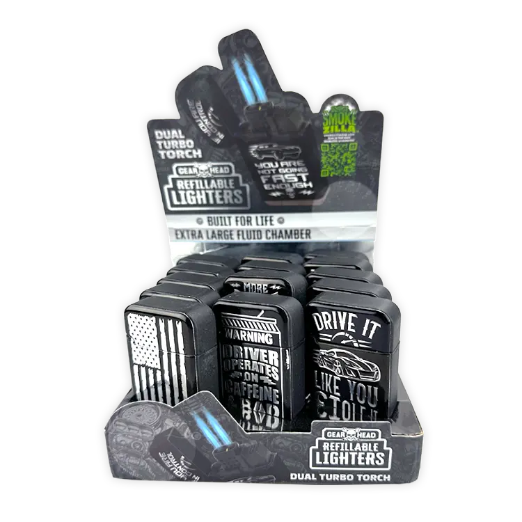 Big Bubba Dual Torch Foil Sticker Lighter - 15 Pieces Per Retail Ready Display 25837 WHOLESALE