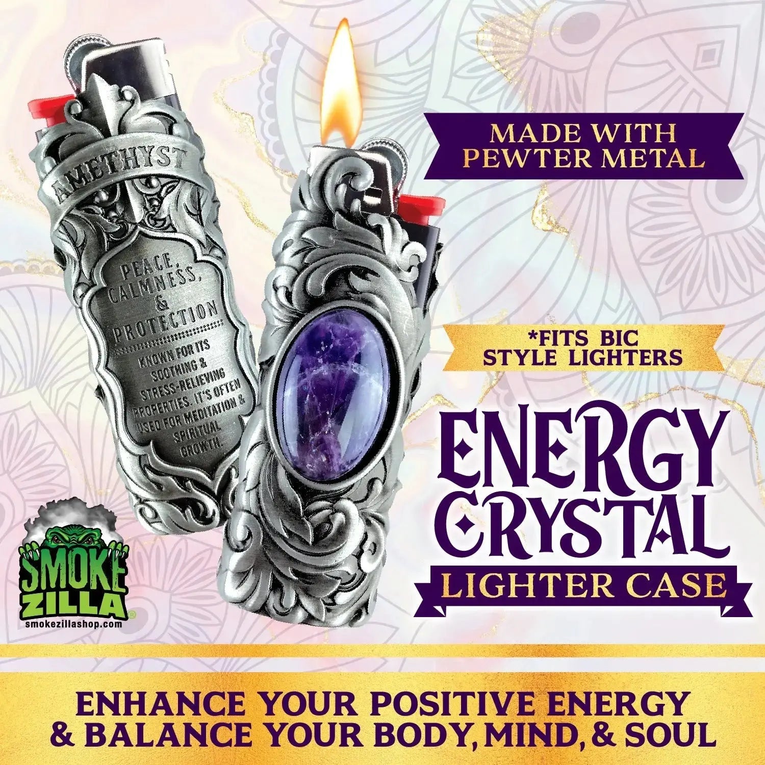 Metal Energy Stone Lighter Case - 12 Pieces Per Retail Ready Display 25847 SMOKEZILLA