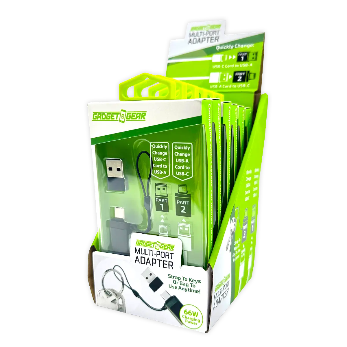 Multi-Port Keychain Adapter - 6 Pieces Per Retail Ready Display 25850 - NOVELTY INC WHOLESALE