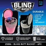 Bling Butt Bucket Ashtray with LED Light - 6 Pieces Per Retail Ready Display 25886 - NOVELTY INC WHOLESALE