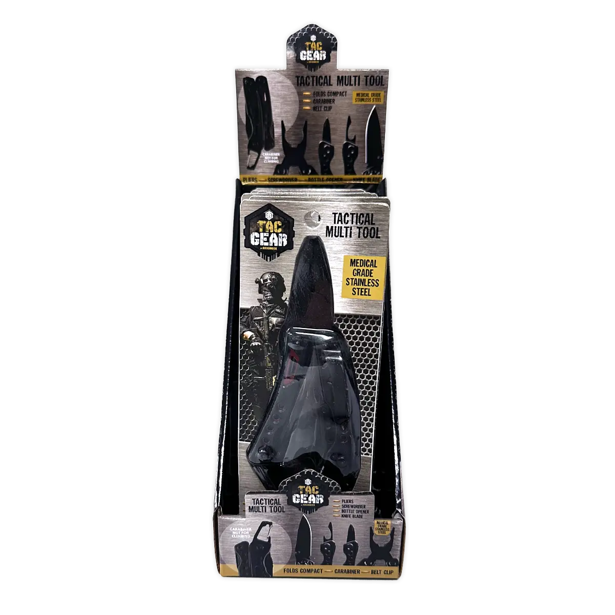 Tactical Multi-Tool 4-In-1 with Carabiner - 6 Pieces Per Retail Ready Display 25895 - NOVELTY INC WHOLESALE