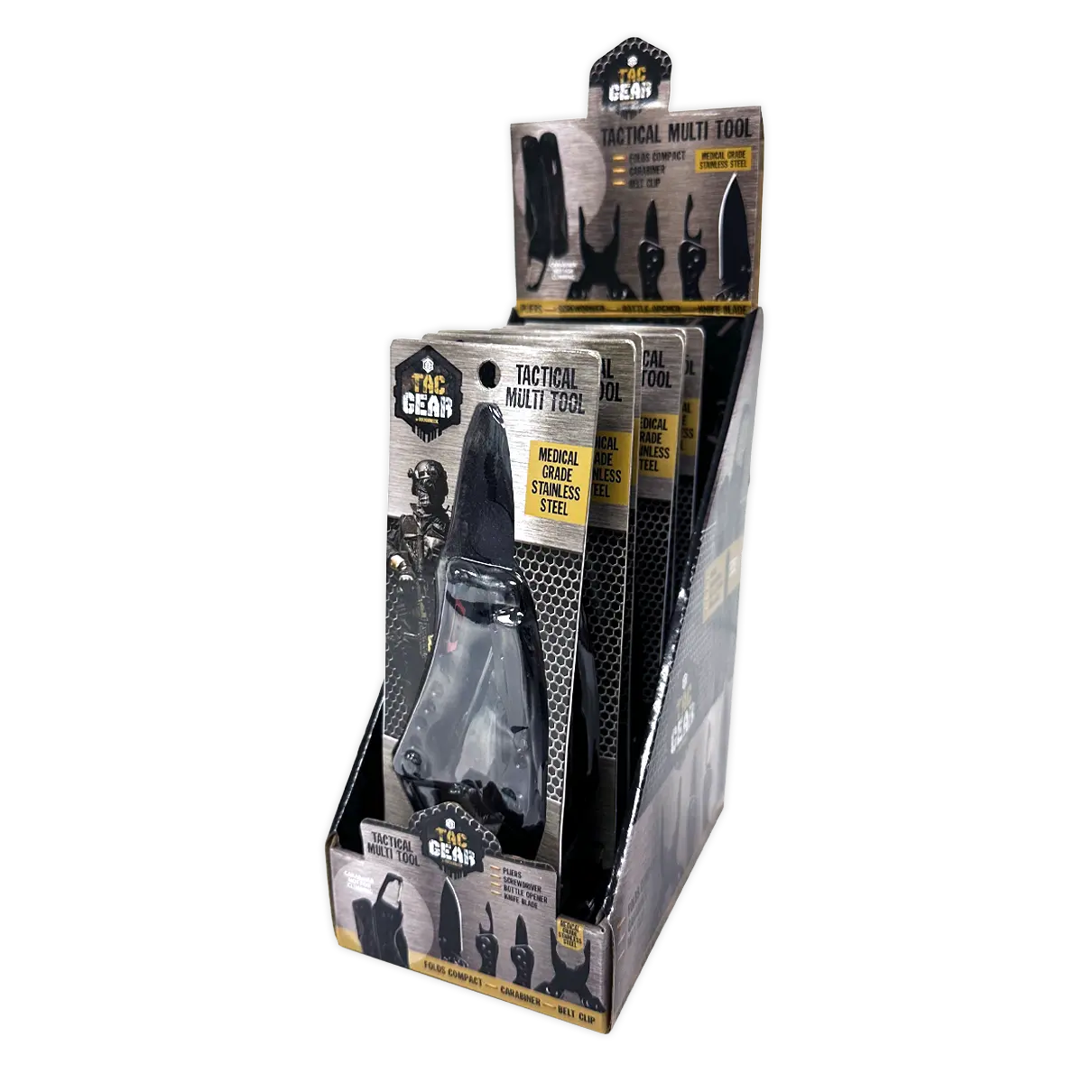 Tactical Multi-Tool 4-In-1 with Carabiner - 6 Pieces Per Retail Ready Display 25895 - NOVELTY INC WHOLESALE