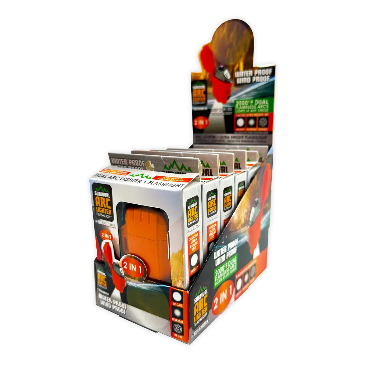 Electric Arc Lighter with LED Flashlight - 6 Pieces Per Retail Ready Display 25913 - NOVELTY INC WHOLESALE