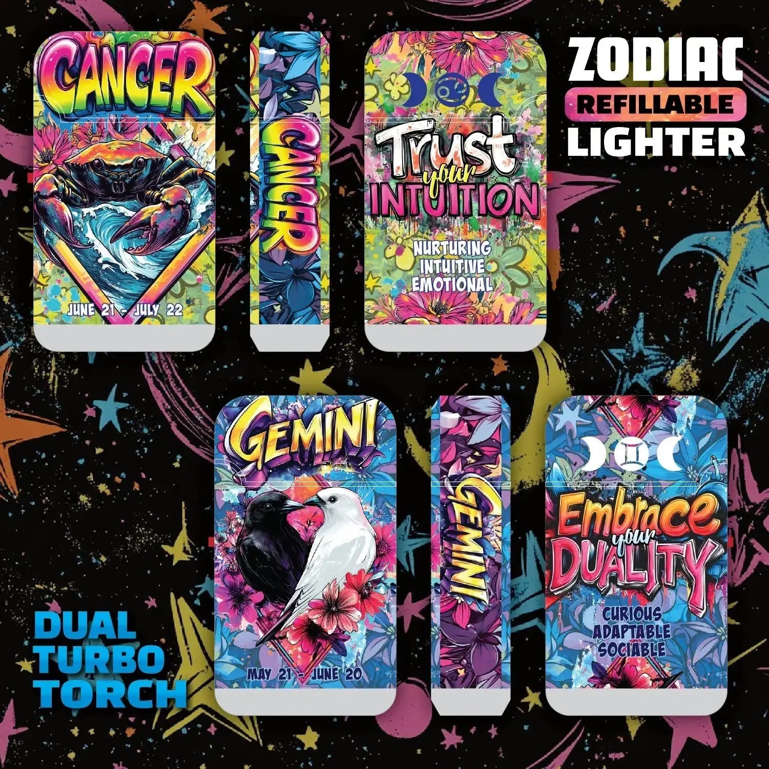 Zodiac Dual Torch Lighter- 12 Pieces Per Retail Ready Display 25915 SMOKEZILLA