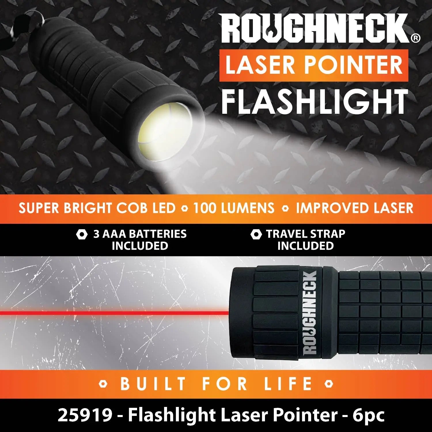 LED Laser Pointer Flashlight with Soft Touch Coating - Store Surplus No Display - 6 Pieces Per Pack 25919L STORE SURPLUS