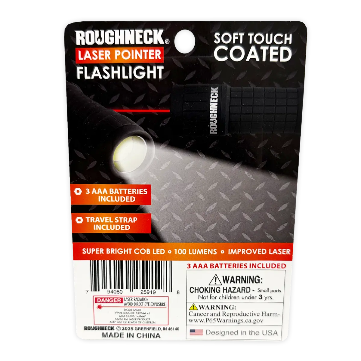 LED Laser Pointer Flashlight with Soft Touch Coating - Store Surplus No Display - 6 Pieces Per Pack 25919L STORE SURPLUS
