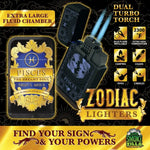 Zodiac Foil Dual Turbo Torch Lighter- 12 Pieces Per Retail Ready Display 25921 WHOLESALE