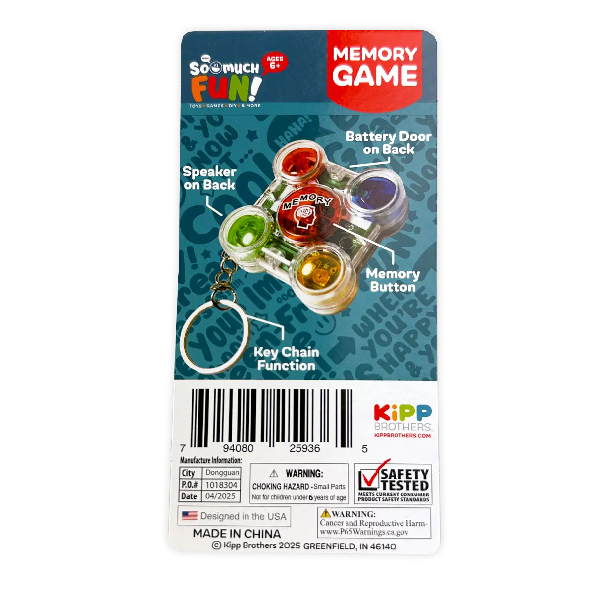 Memory Game Keychain - 6 Pieces Per Retail Ready Display 25936 KIPP BROTHERS