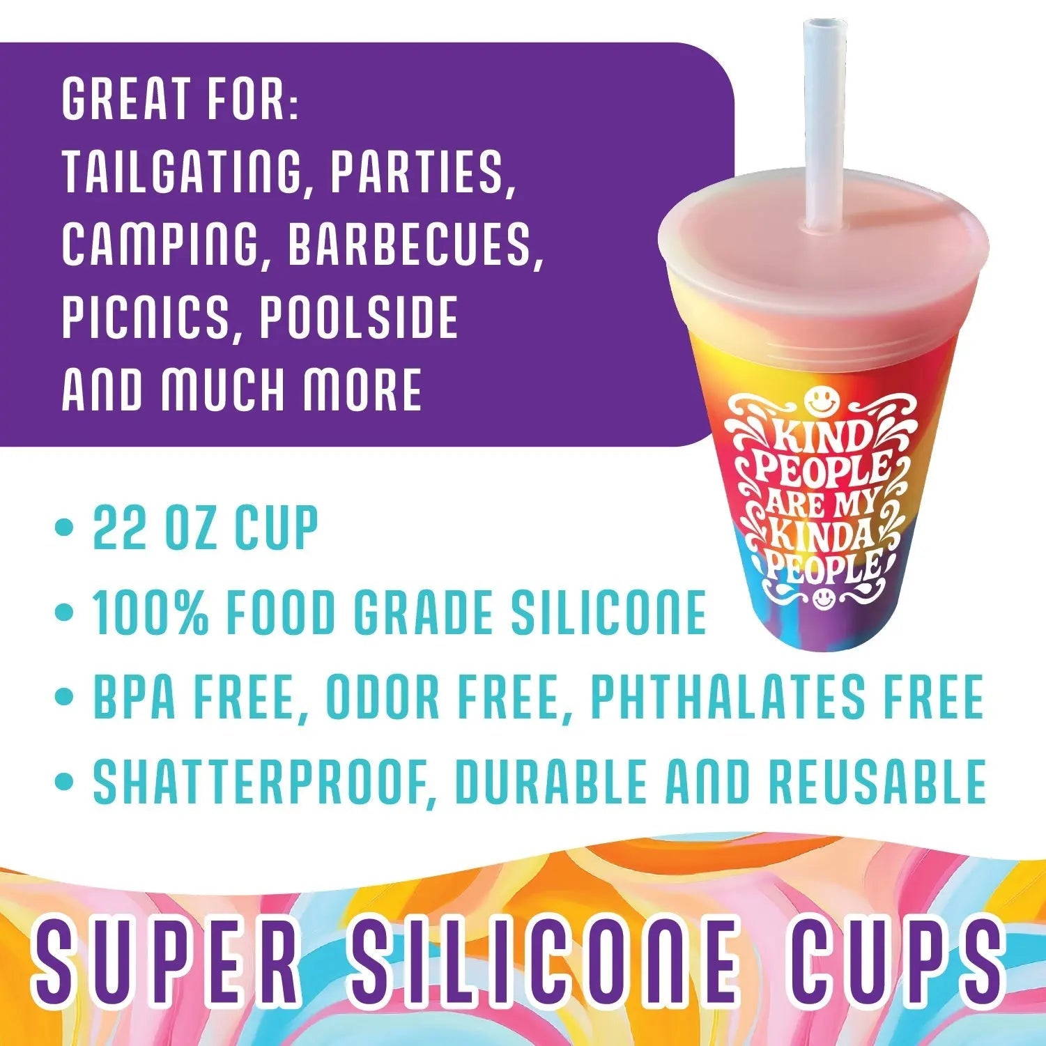 Silicone Cup Drinkware Assortment Floor Display - 26 Pieces Per Retail Ready Display 88608 - NOVELTY INC WHOLESALE
