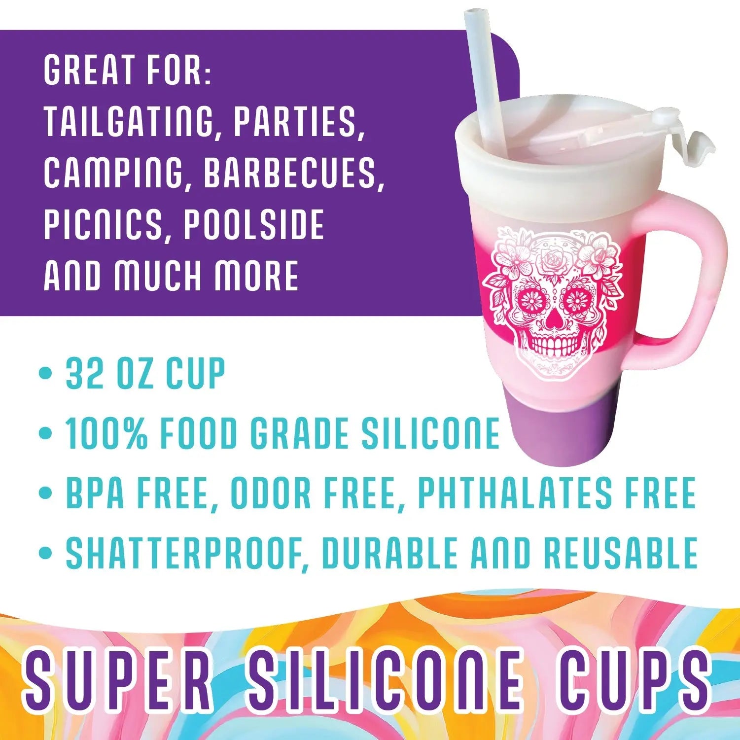 Silicone Cup Drinkware Assortment Floor Display - 26 Pieces Per Retail Ready Display 88608 - NOVELTY INC WHOLESALE