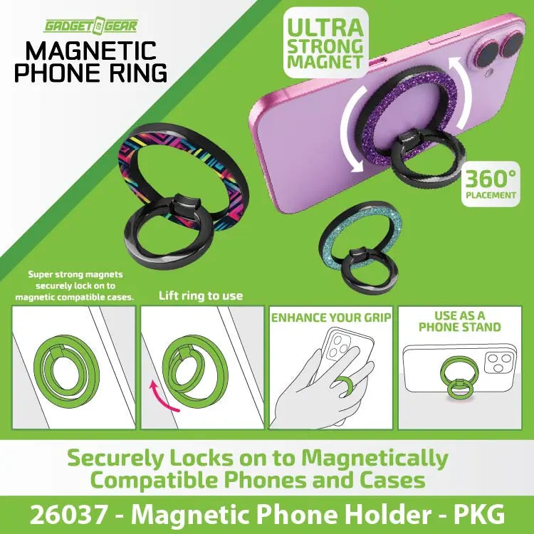Magnetic Phone Ring - 6 Pieces Per Retail Ready Display 26037 NOVELTY INC WHOLESALE