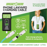 Phone Lanyard 100W Charging Cable - 6 Pieces Per Retail Ready Display 26041 GADGET GEAR