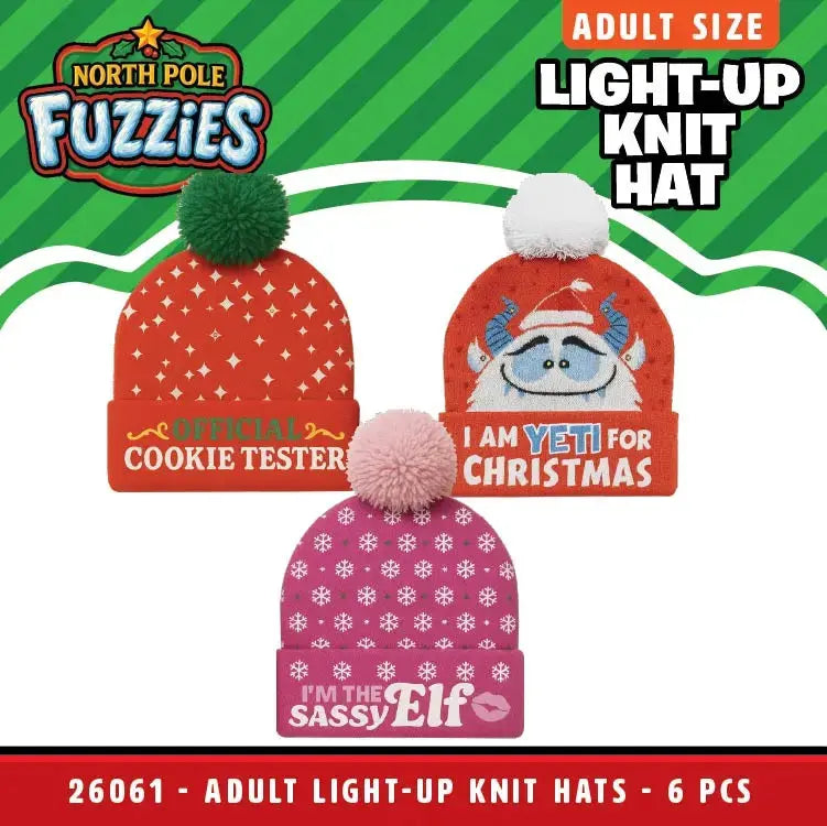 Light-Up Adult Sized Knit Hats - Store Surplus No Display - 6 Pieces Per Pack 26061L STORE SURPLUS