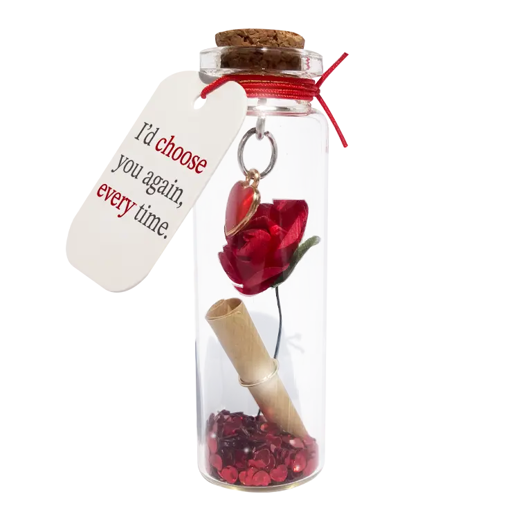 Rose with Message of Love in a Bottle - 12 Pieces Per Retail Ready Display 26083 NOVELTY INC