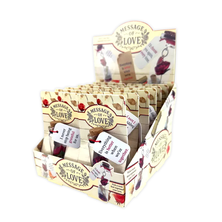 Rose with Message of Love in a Bottle - 12 Pieces Per Retail Ready Display 26083 WHOLESALE