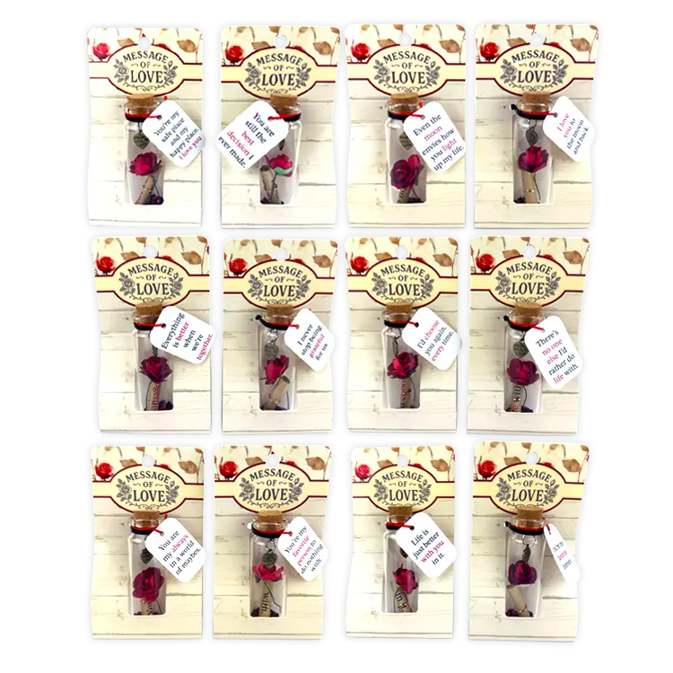 Rose with Message of Love in a Bottle - Store Surplus No Display - 12 Pieces Per Pack 26083L STORE SURPLUS
