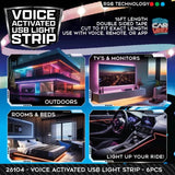 Voice Activated USB Mood Light Strip 16FT - 6 Pieces Per Retail Ready Display 26104 CAR VIBEZ