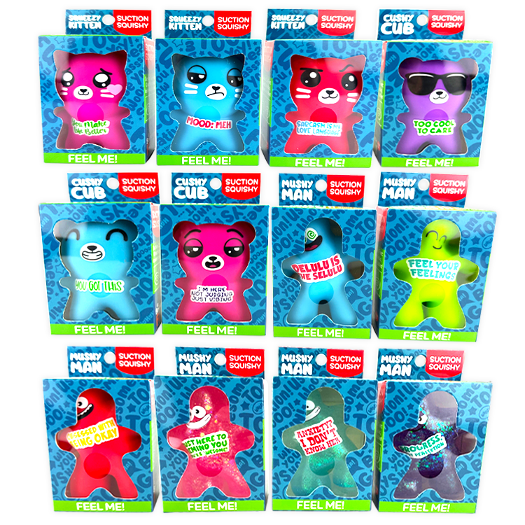 Emotional Support Suction Squishy - 12 Pieces Per Retail Ready Display 26106 WHOLESALE