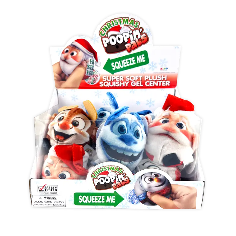 Christmas Plush Squeeze Poopin Pal Toy - 12 Pieces Per Retail Ready Display 26109 WHOLESALE