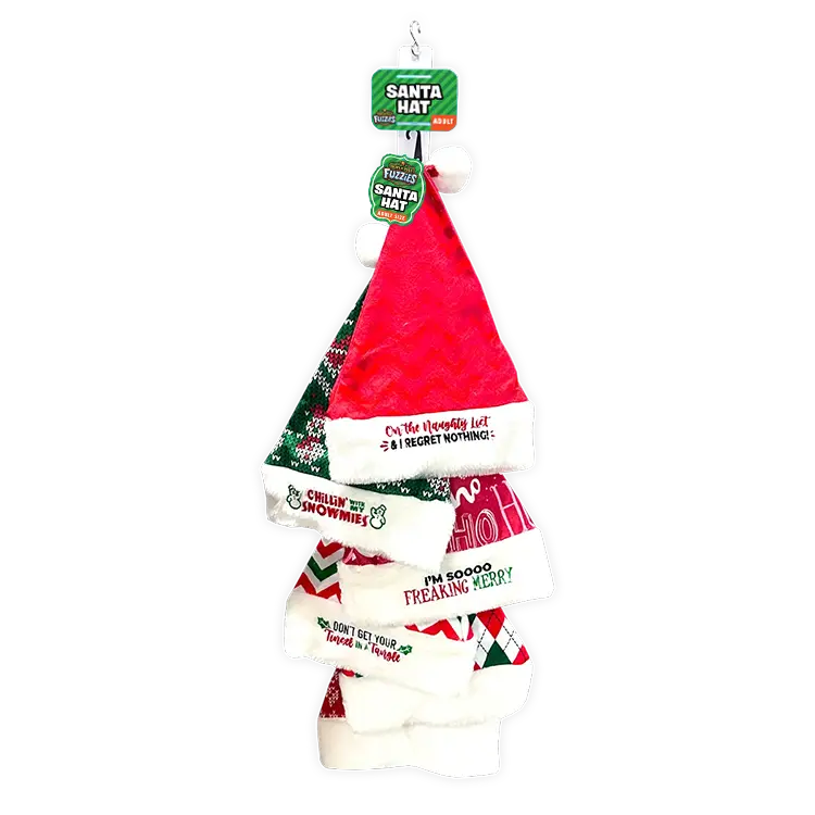 Christmas Santa Winter Hat with Merchandising Hang Strip - 6 Pieces Per Pack 26168 NOVELTY INC