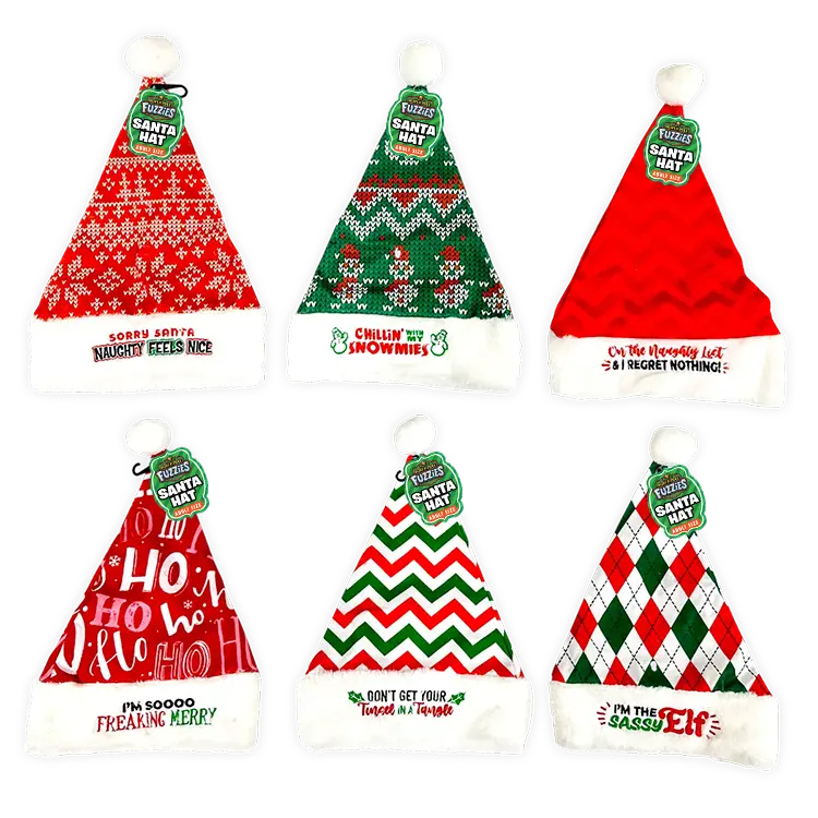 Christmas Santa Winter Hat with Merchandising Hang Strip - 6 Pieces Per Pack 26168 NOVELTY INC