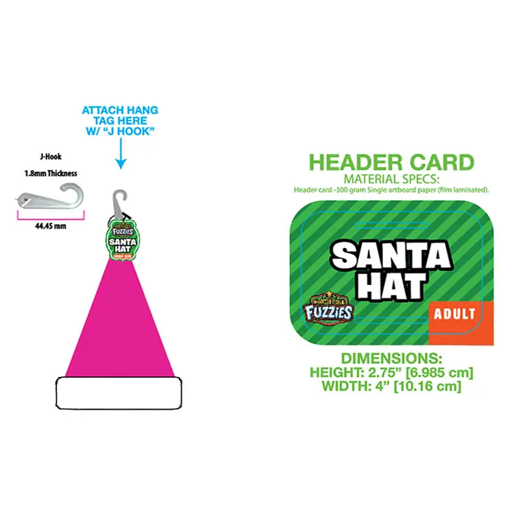 Christmas Santa Winter Hat with Merchandising Hang Strip - 6 Pieces Per Pack 26168 NOVELTY INC