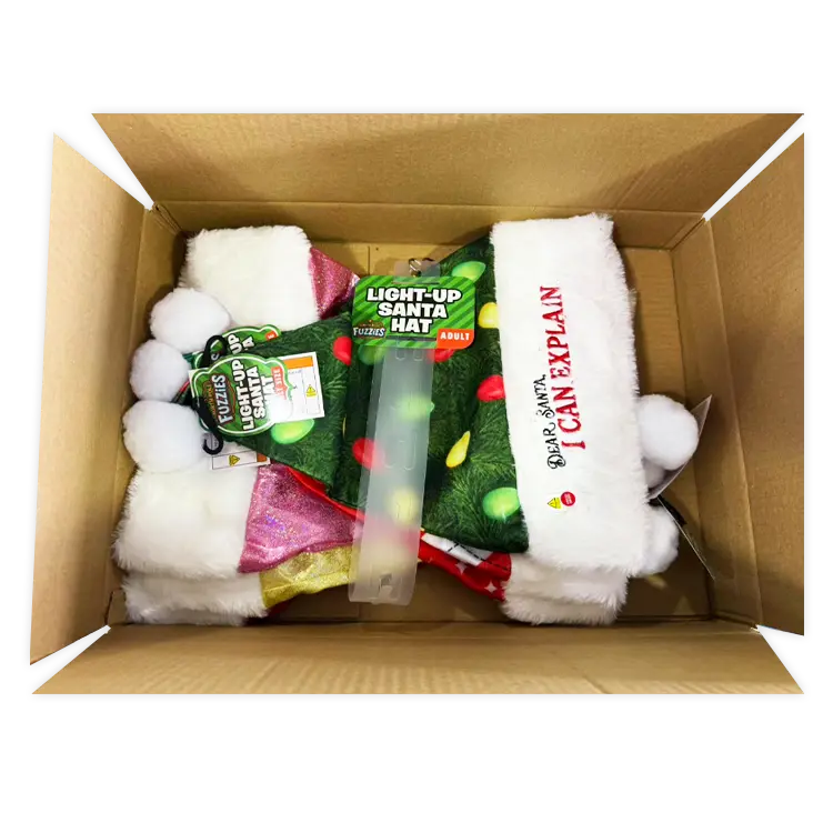 Light Up Christmas Santa Winter Hat with Merchandising Hang Strip - 6 Pieces Per Pack 26170 WHOLESALE