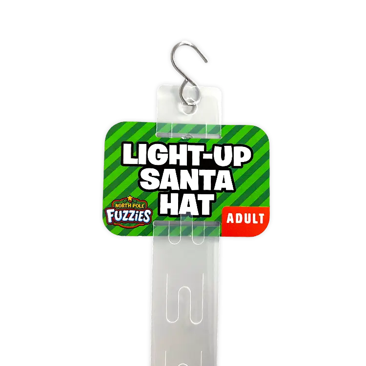 Light Up Christmas Santa Winter Hat with Merchandising Hang Strip - 6 Pieces Per Pack 26170 WHOLESALE