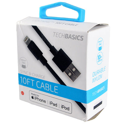 Charging Cable Tech Basics USB to Lightning 10FT - 5 Pieces Per Pack 26230