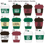 Coffee Cup Air Freshener - Store Surplus No Display - 12 Pieces Per Pack 26233L
