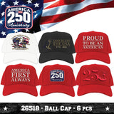 Patriotic Ball Cap - Store Surplus No Display - 6 Pieces Per Pack 26518L
