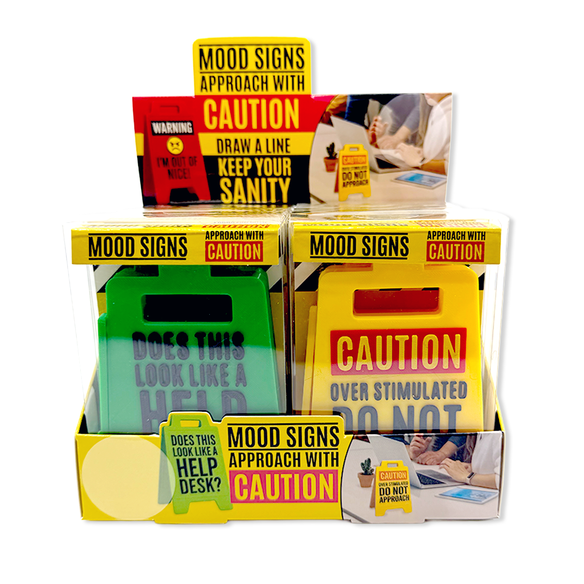 Mood Sign 3D Standing Mood Caution Sign Assortment - 12 Pieces Per Retail Ready ...