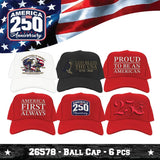 Patriotic Ball Cap - Store Surplus No Display - 6 Pieces Per Pack 26578L