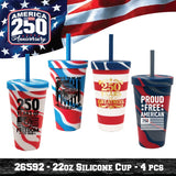 Patriotic 22oz Silicone Cups - Store Surplus No Display - 6 Pieces Per Pack 26592L