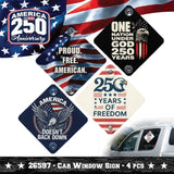 Patriotic Car Window Sign - Store Surplus No Display - 4 Pieces Per Pack 26597L