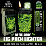 Glow in The Dark Cig Pack Lighter B - 12 Pieces Per Retail Ready Display 26650
