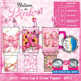 40oz Cup & Straw Topper - Store Surplus No Display - 8 Pieces Per Pack 26717L