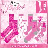 Printed Socks - Store Surplus No Display - 4 Pieces Per Pack 26721L
