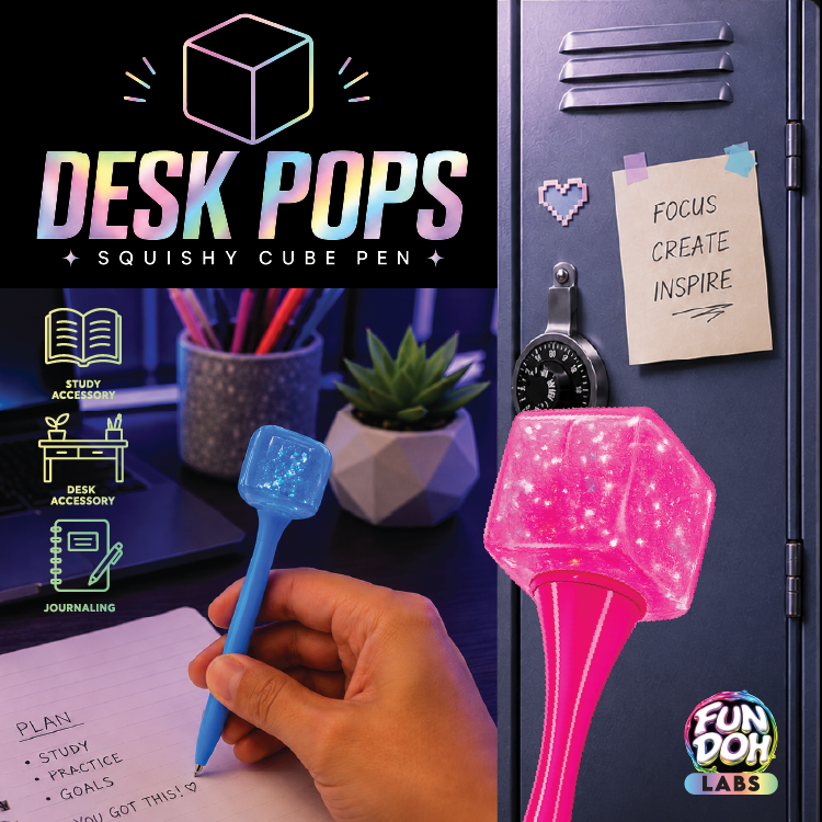 26728 Fun Doh Desk Pops Squishy Cube Pen - 12 Pieces Per Display 26728 ...