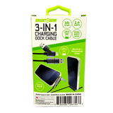 3-IN-1 Charging Dock 3FT USB-C Connector USB-A Adapter Cable - Store Surplus No Display - 6 Pieces Per Pack 26753L