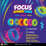 Focus Spinner Fidget Rings - Store Surplus No Display - 12 Pieces Per Pack 26839L