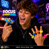 Focus Spinner Fidget Rings - Store Surplus No Display - 12 Pieces Per Pack 26839L