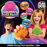 Fun Doh Fuzz Face Squishy Slow-Release Toy - 12 Pieces Per Retail Ready Display 26862