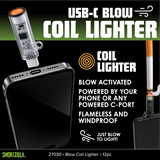 USB-C Blow Coil Lighter - Store Surplus No Display - 6 Pieces Per Pack 27030L
